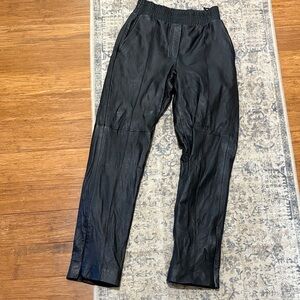 Cinq a Sept Black leather pants - women’s size 0 - elastic waist